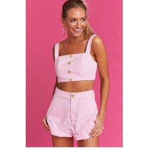 SMYM x Barbie Pink Striped High waisted Preppy Shorts Show Me Your Mumu XL NWOT